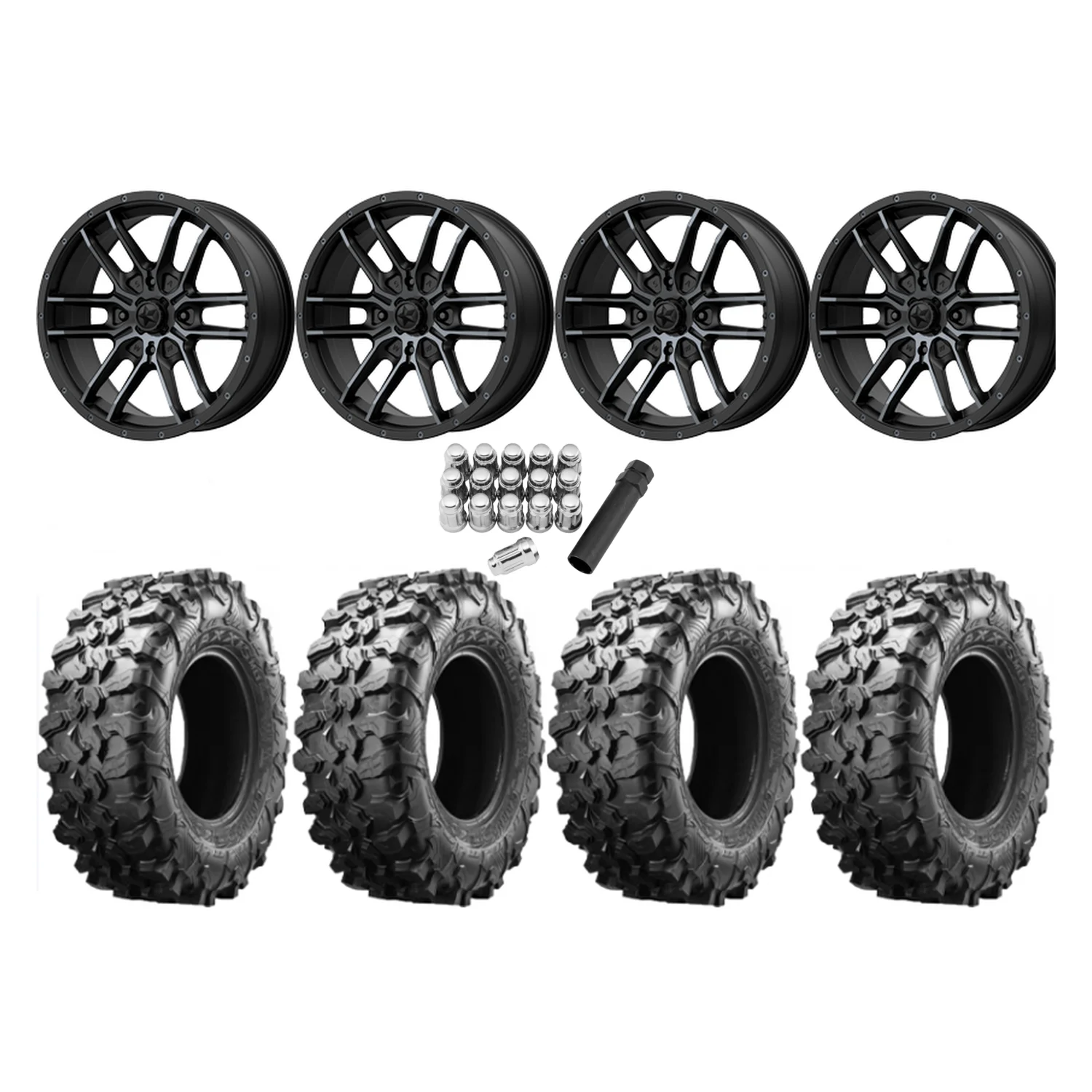 ① HIFLY TIRES かっちゃん専用山梨1/4 Maxxis Carnivore 32x10-15 Tires on MSA M43 Fang Wheels